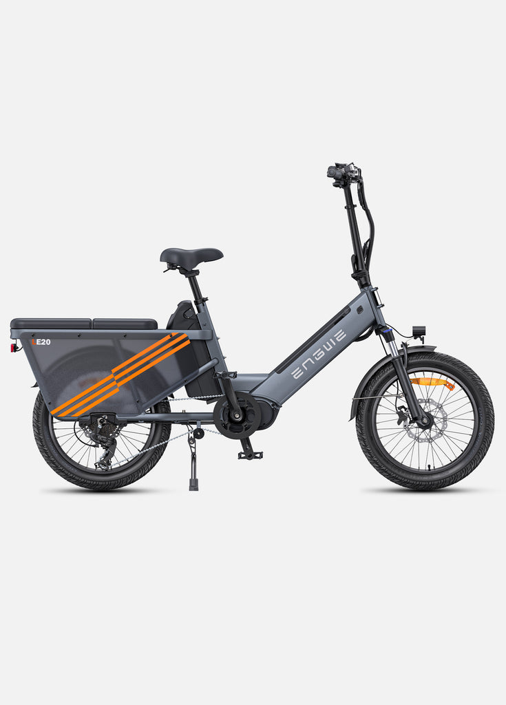 a grey engwe le20 e cargo bicycle