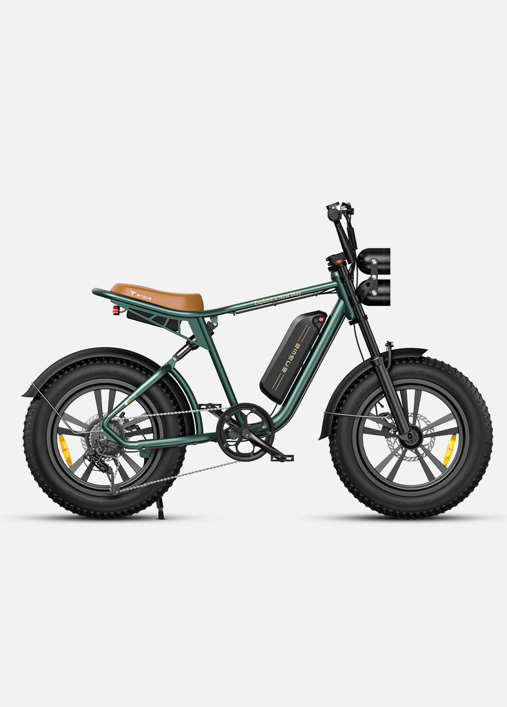 a green engwe m20 fat tire ebike