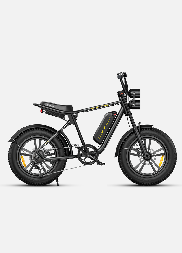 a black engwe m20 fat bike