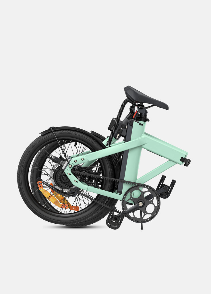 a folded green engwe p20 urban ebike