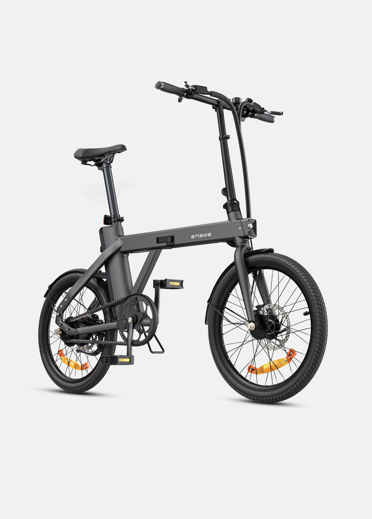 a black engwe p20 fold up electric bike