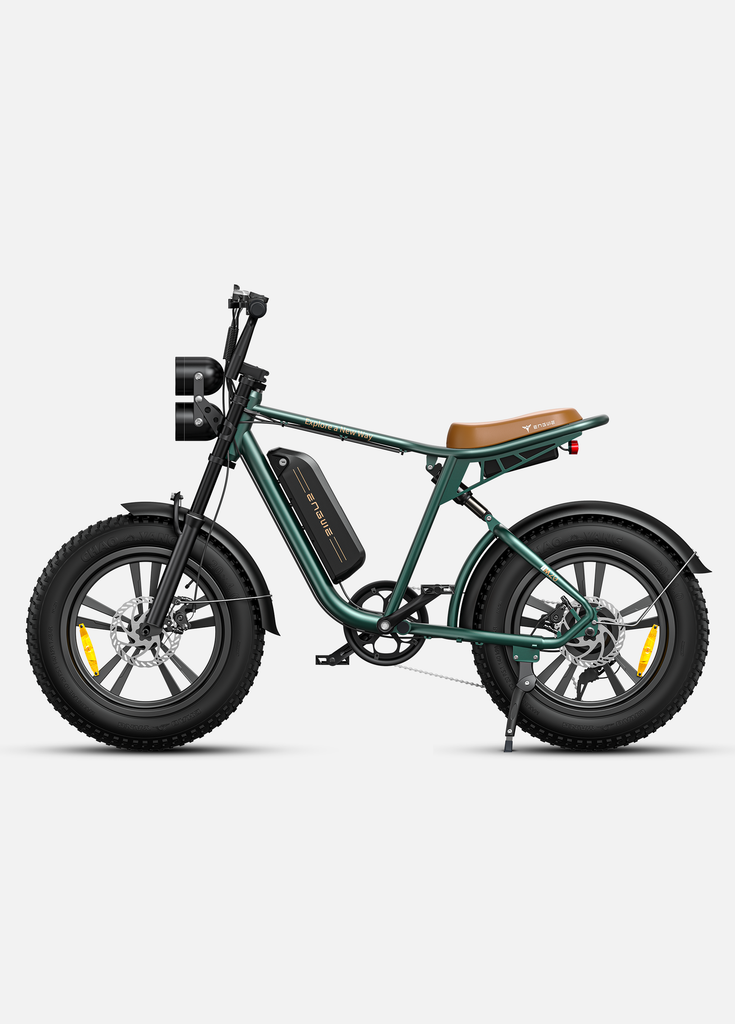 a green engwe m20 all terrain e bike